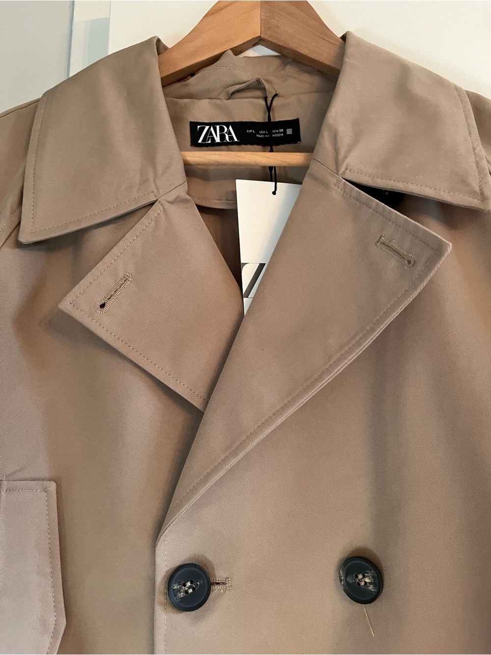 Zara Cropped Double Breasted Trench - Picture 3 of 5